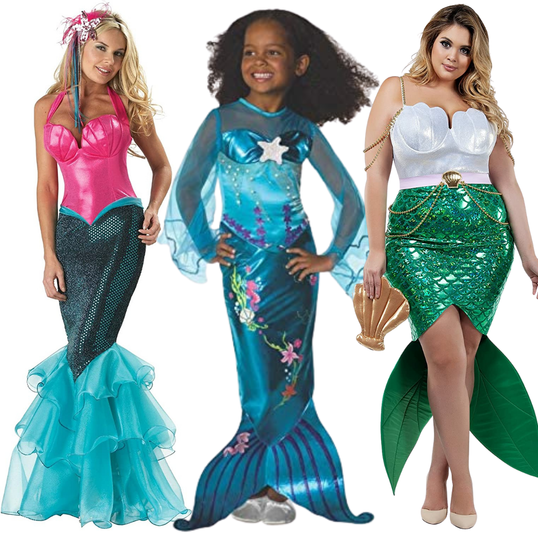 Mermaid costume halloween kid plus size adult